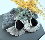 Black Tourmaline Fan Earrings
