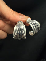 Textured Wide Silver hoops