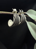 Textured Wide Silver hoops