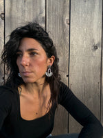 Silver Arched Fan Earrings