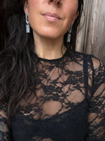 Raw Aquamarine Bar Earrings