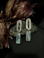 Raw Aquamarine Bar Earrings