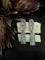 Raw Aquamarine Bar Earrings