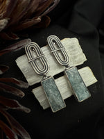 Raw Aquamarine Bar Earrings