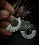 Black Tourmaline Fan Earrings