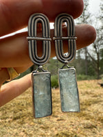 Raw Aquamarine Bar Earrings