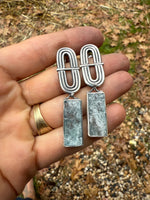 Raw Aquamarine Bar Earrings